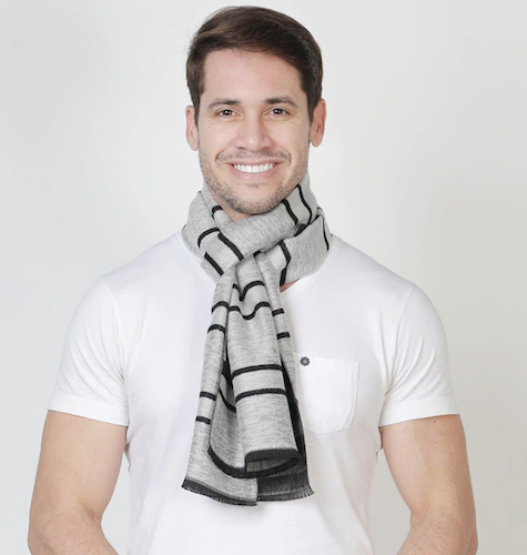 Men Grey & Black Printed Reversible Muffler